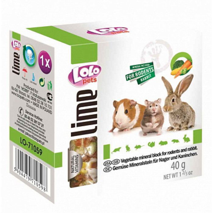 Lolopets Минеральный камень для грызунов овощи 40г